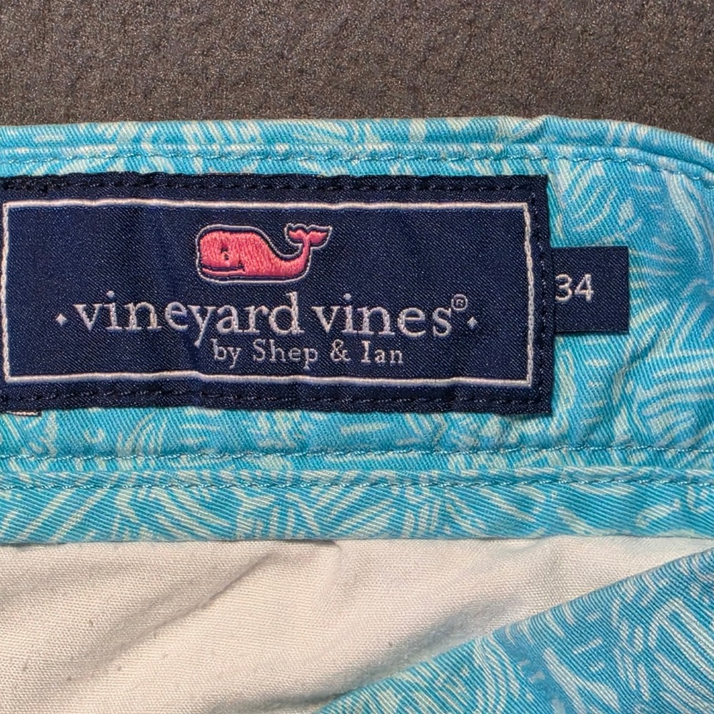 Vineyard Vines Mens Sea Turtle Coral Print Breaker Shorts Blue White Size 34 - Picture 3 of 10